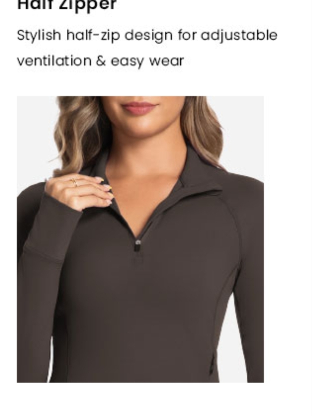 Women's Brown Workout Long-Sleeve Crop Zip Top - Sunzel